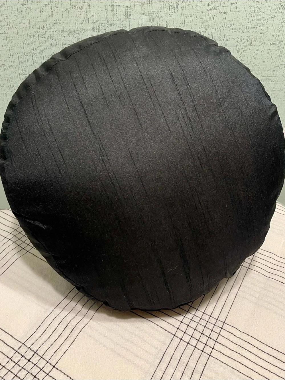 Round FULLY BEADED Moon Phase Pillow in Black, White & Gold CELESTIAL DECOR